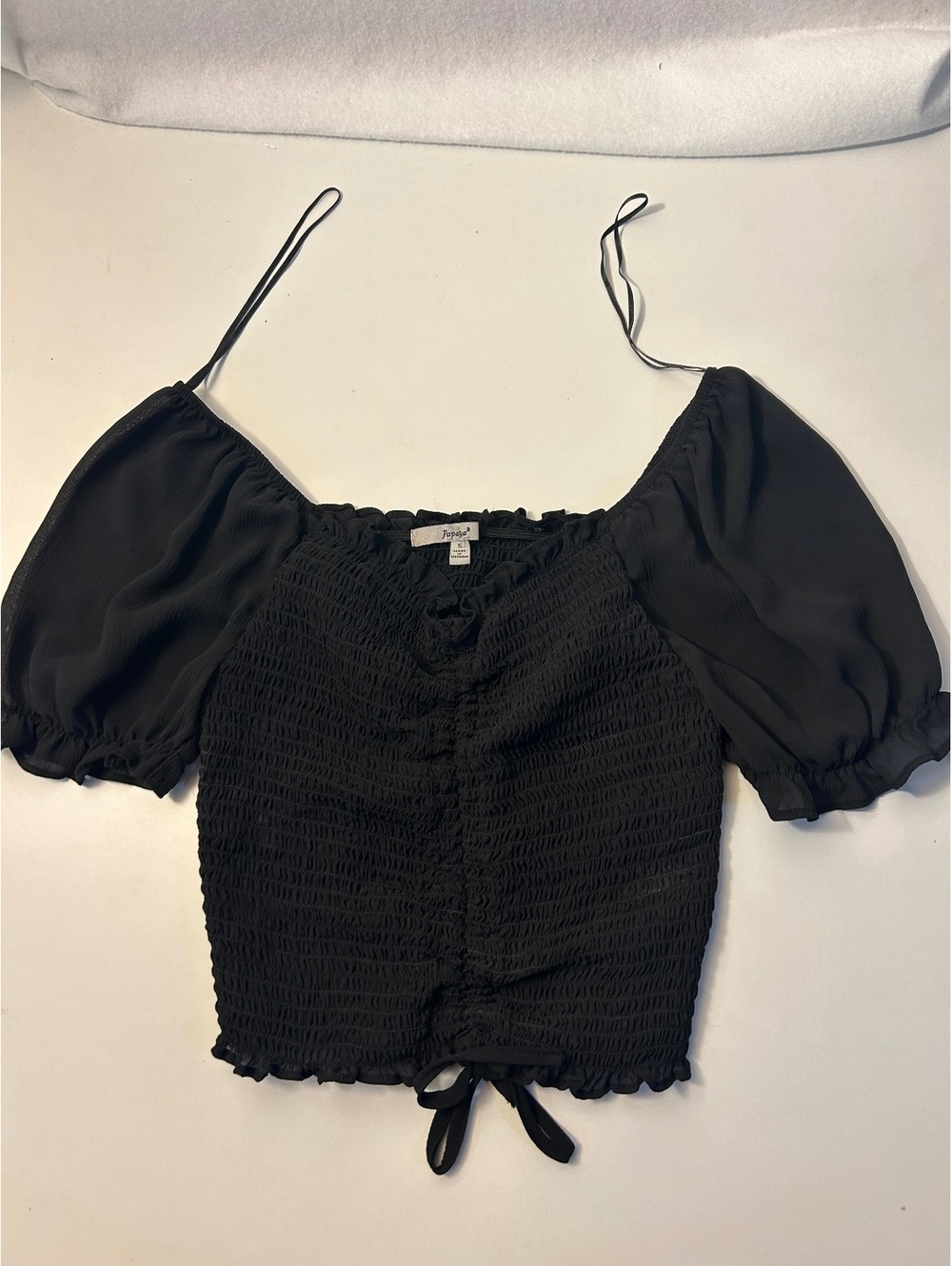 Papaya Black Smocked Crop Top